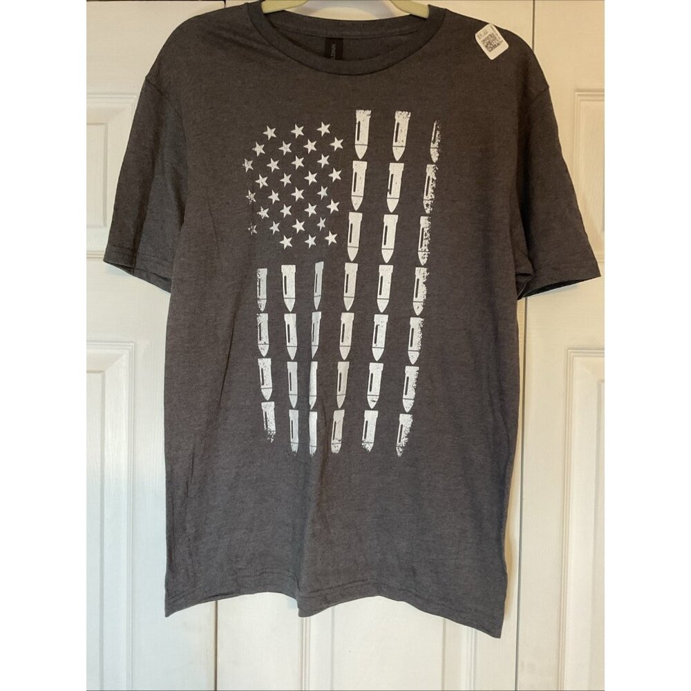 Men’s Gilman Gray Bullet Flag Tee Size Medium Softstyle New